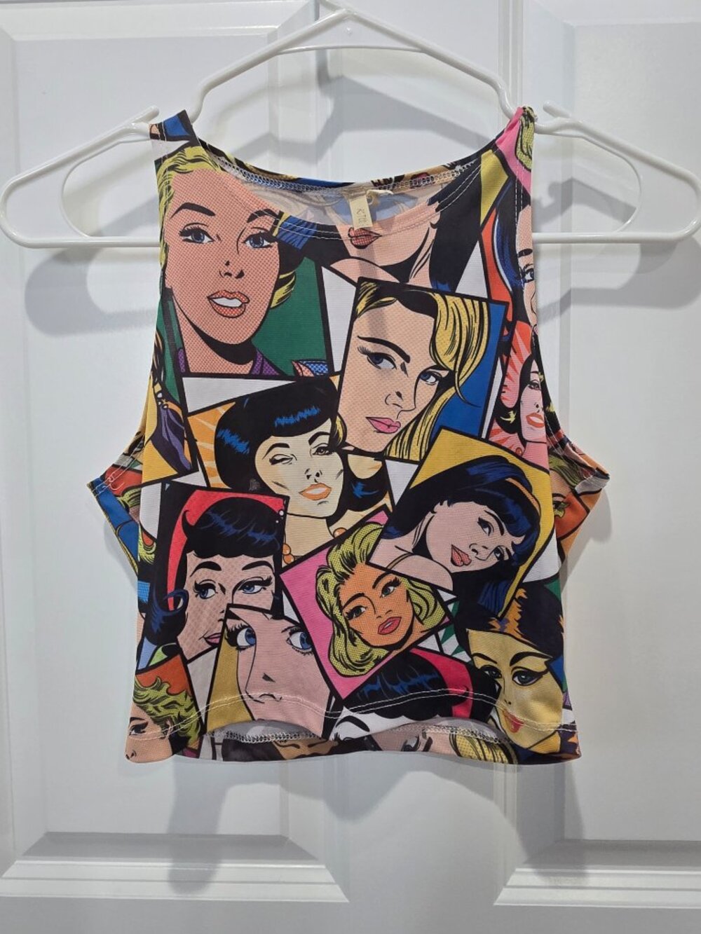 Vintage Y2K 2000s K Too Graphic Pop Art Comics Roy Lichtenstein Crop Top S - Picture 2 of 9